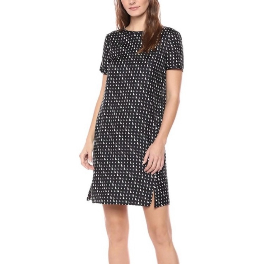 Theory Black Printed Short Sleeve Shift Dress